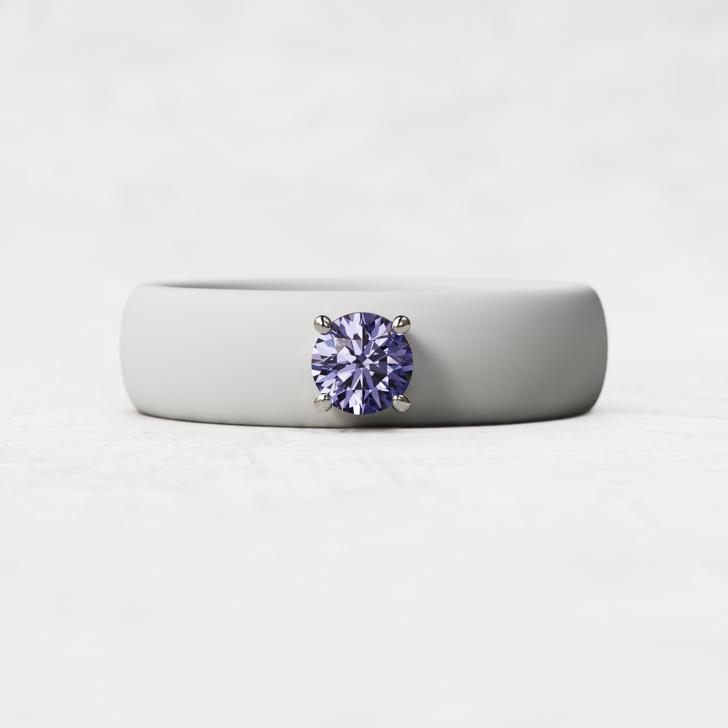 june birthstone white silicone band ring with a quarter carat alexandrite set in 925 sterling silver