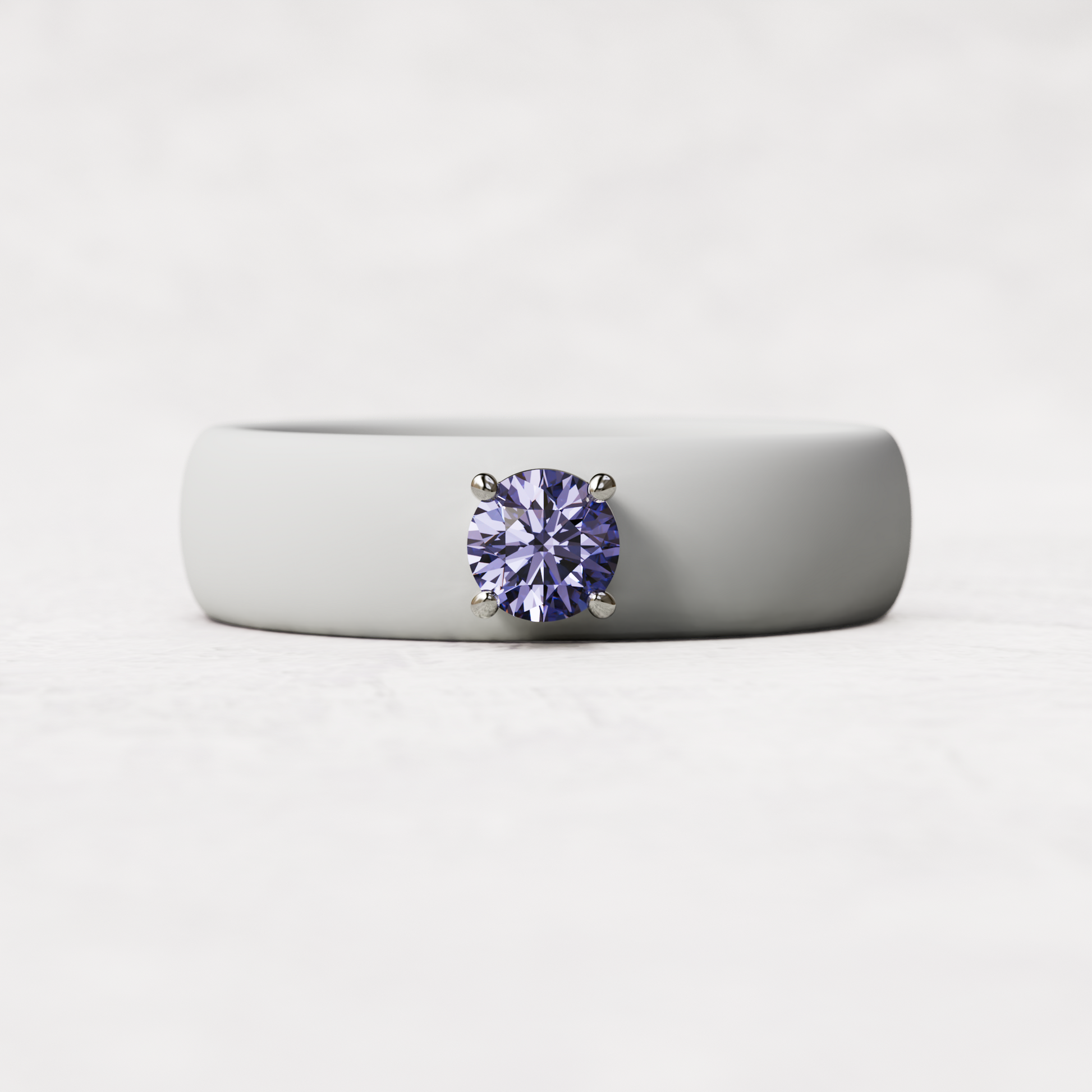 june birthstone white silicone band ring with a quarter carat alexandrite set in 925 sterling silver
