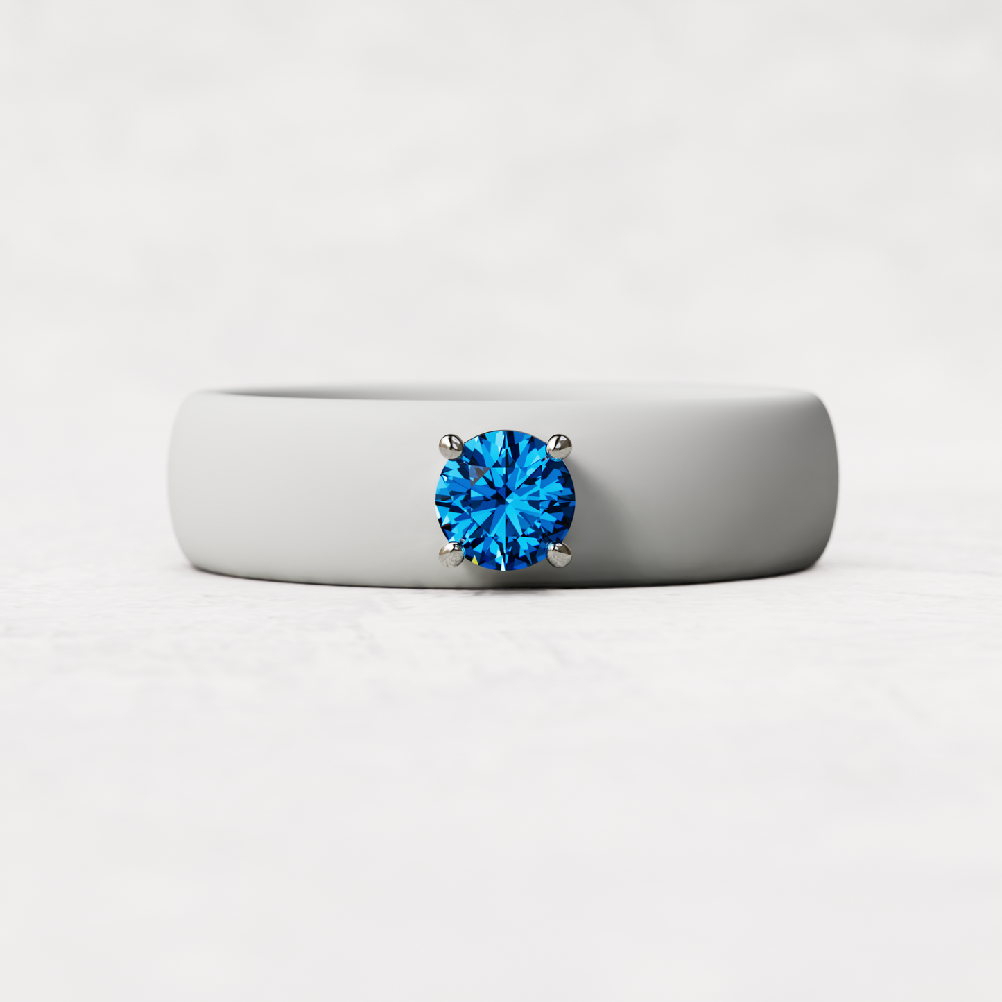 september birthstone white silicone band  ring with a quarter carat sapphire set in 925 sterling silver