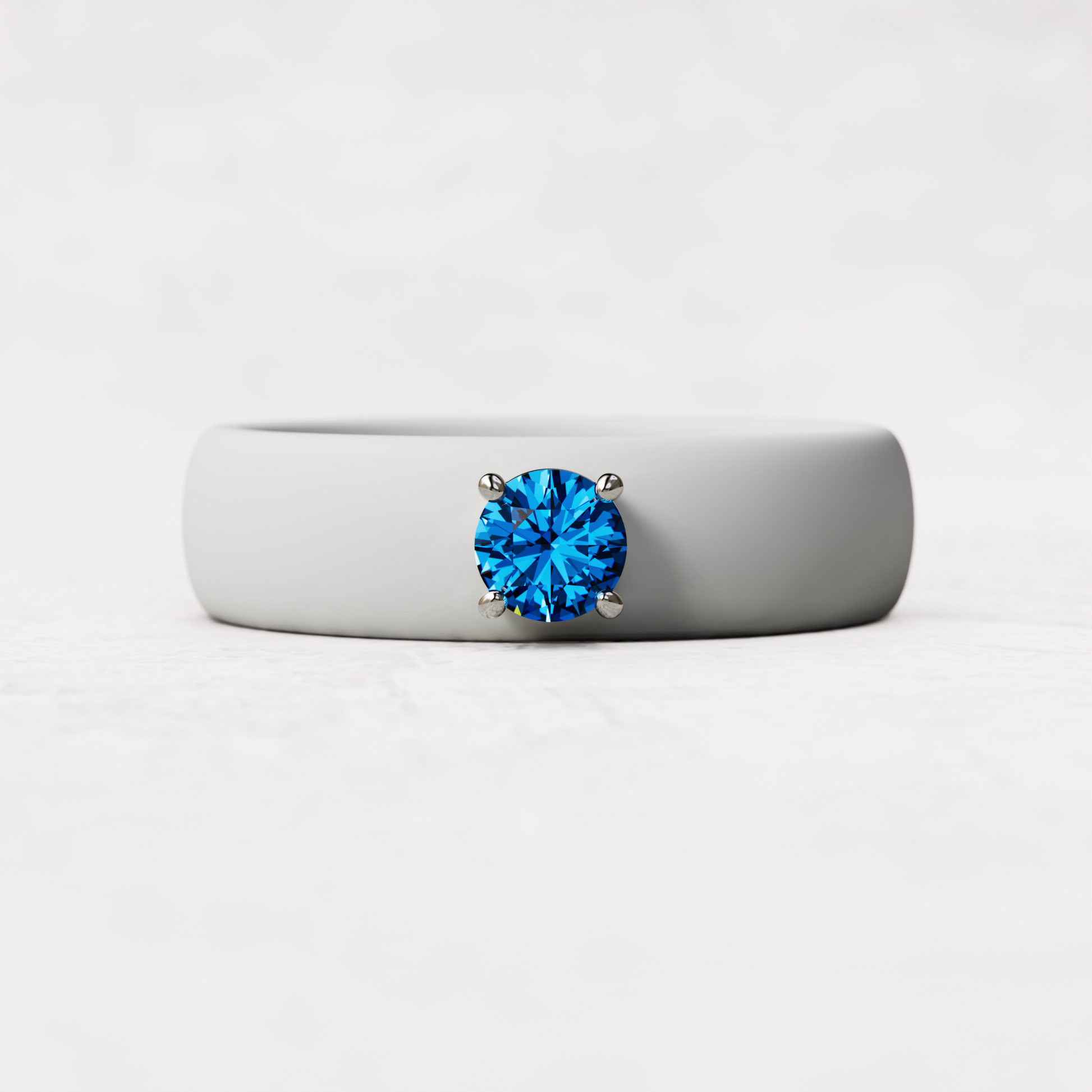 september birthstone white silicone band  ring with a quarter carat sapphire set in 925 sterling silver