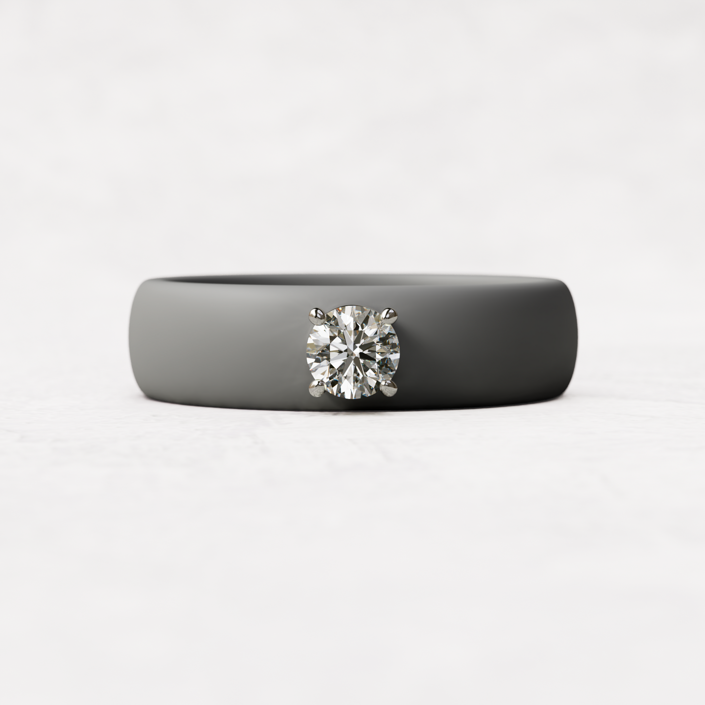 quarter carat round diamond with gray silicone band in 14 karat white gold