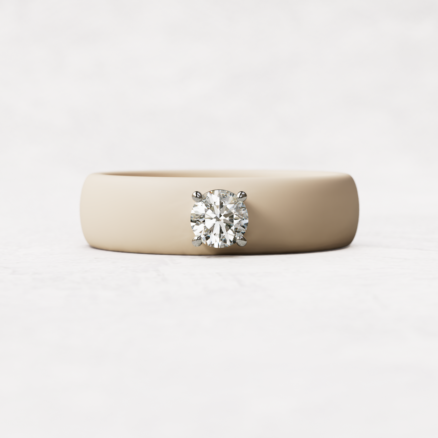 quarter carat round diamond with nude silicone band in 14 karat white gold