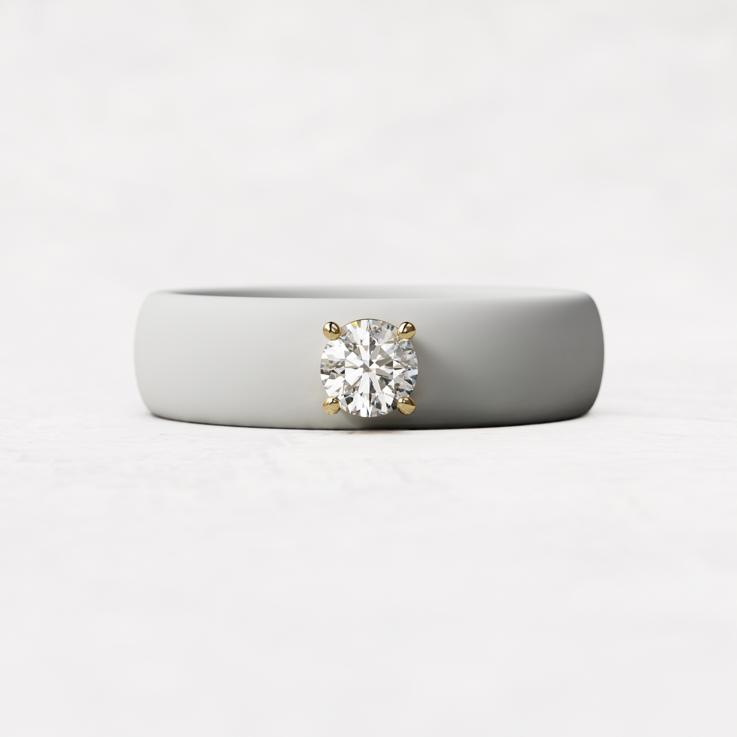 quarter carat round diamond with white  silicone band in 14 karat gold