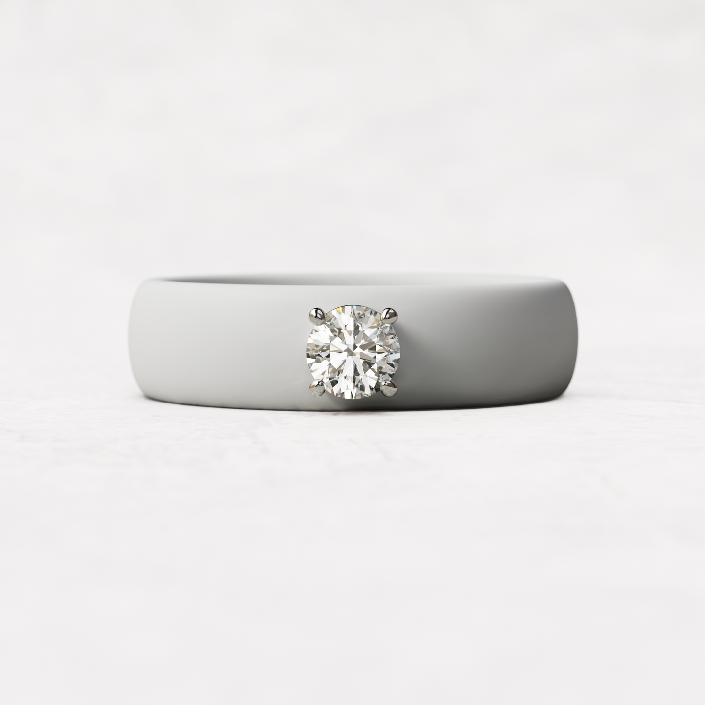quarter carat round diamond with white silicone band in 14 karat white gold