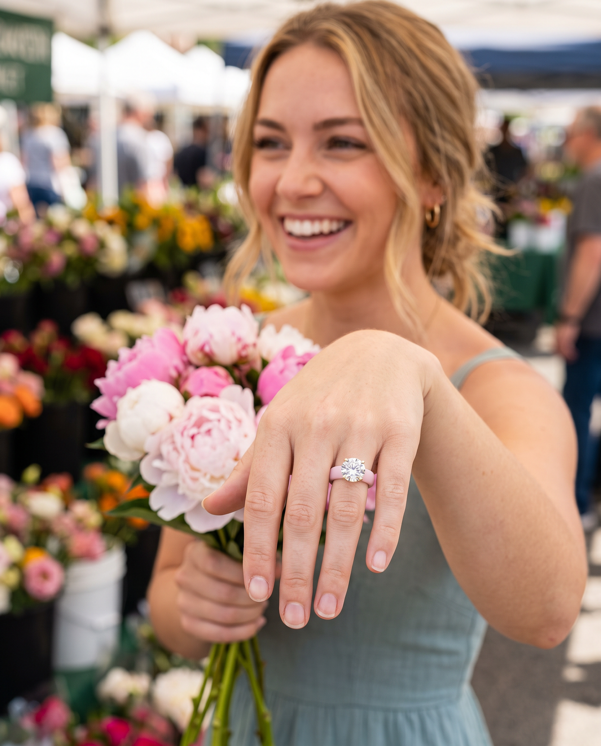 Round Moissanite Silicone Ring | 2 Carat