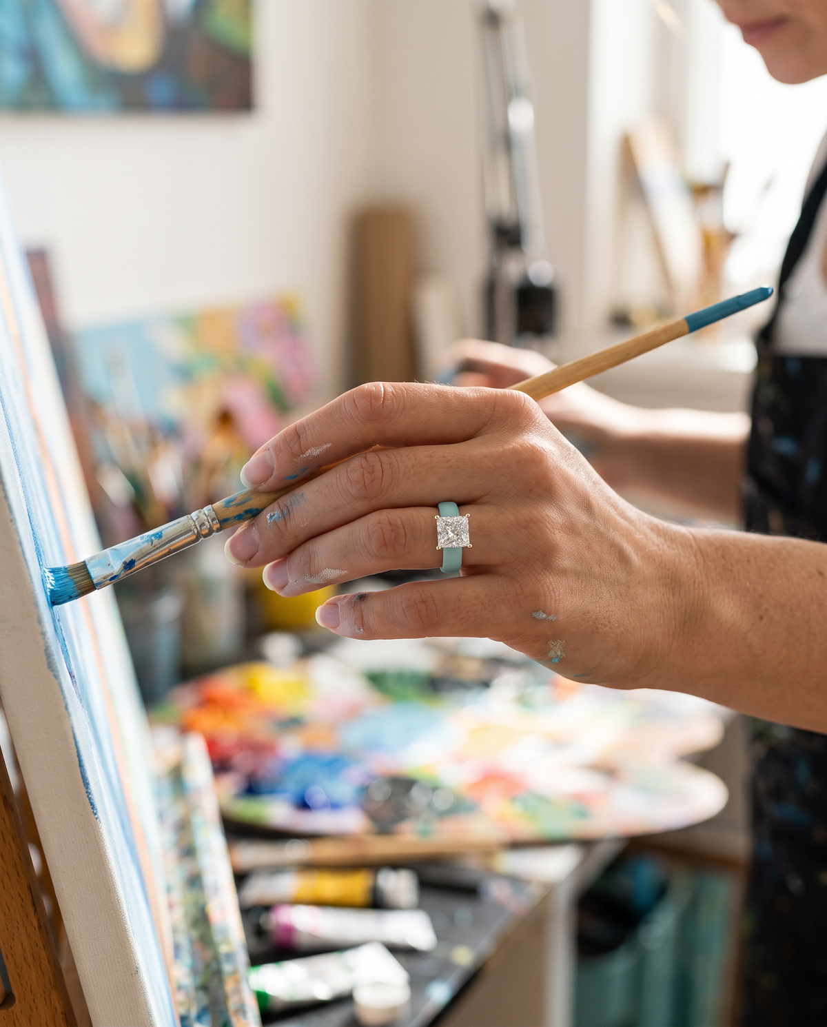 Princess Cut Moissanite Silicone Ring | 3 Carat