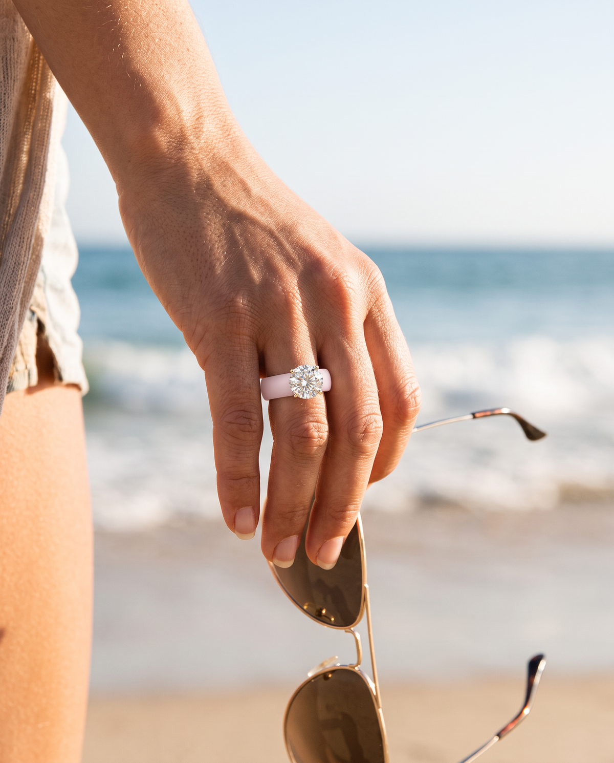 Round Moissanite Silicone Ring | 2 Carat