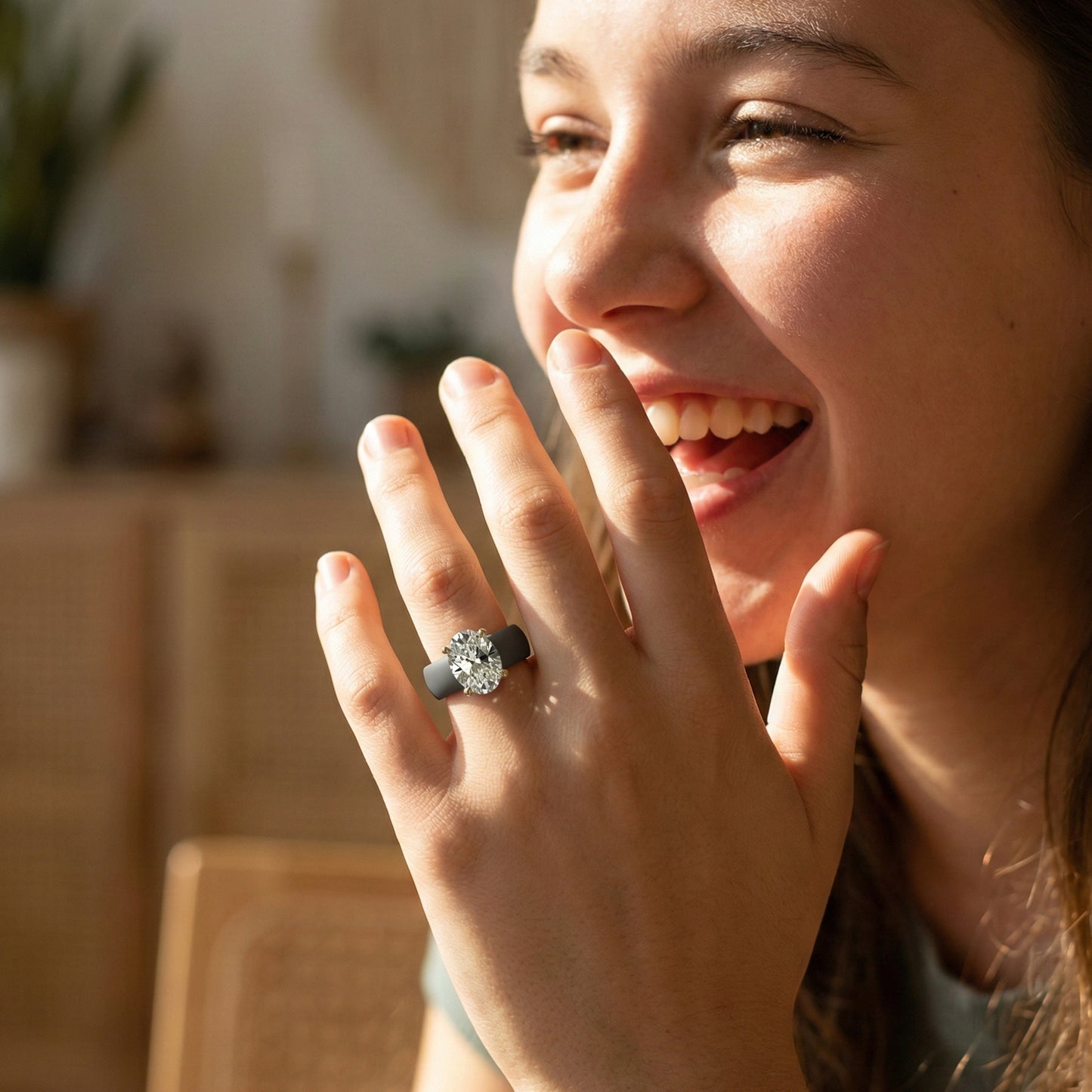 Oval Diamond Silicone Ring | 1 Carat