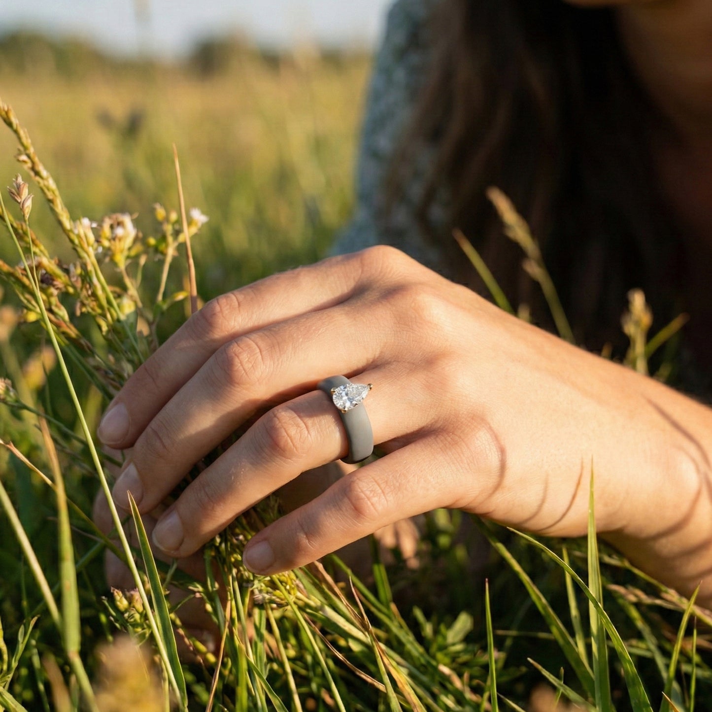 Pear Moissanite Silicone Ring | 1 Carat