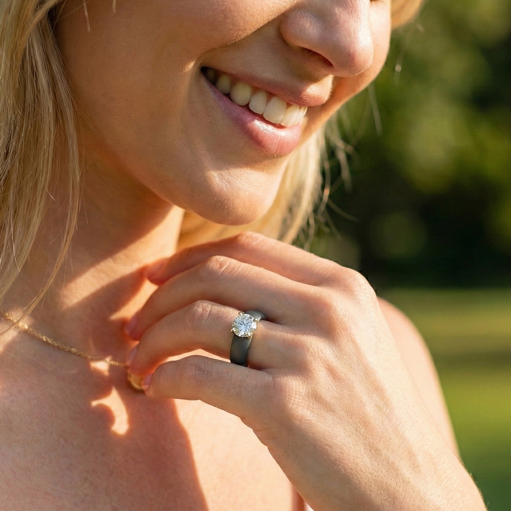 Round Moissanite Silicone Ring | 1 Carat