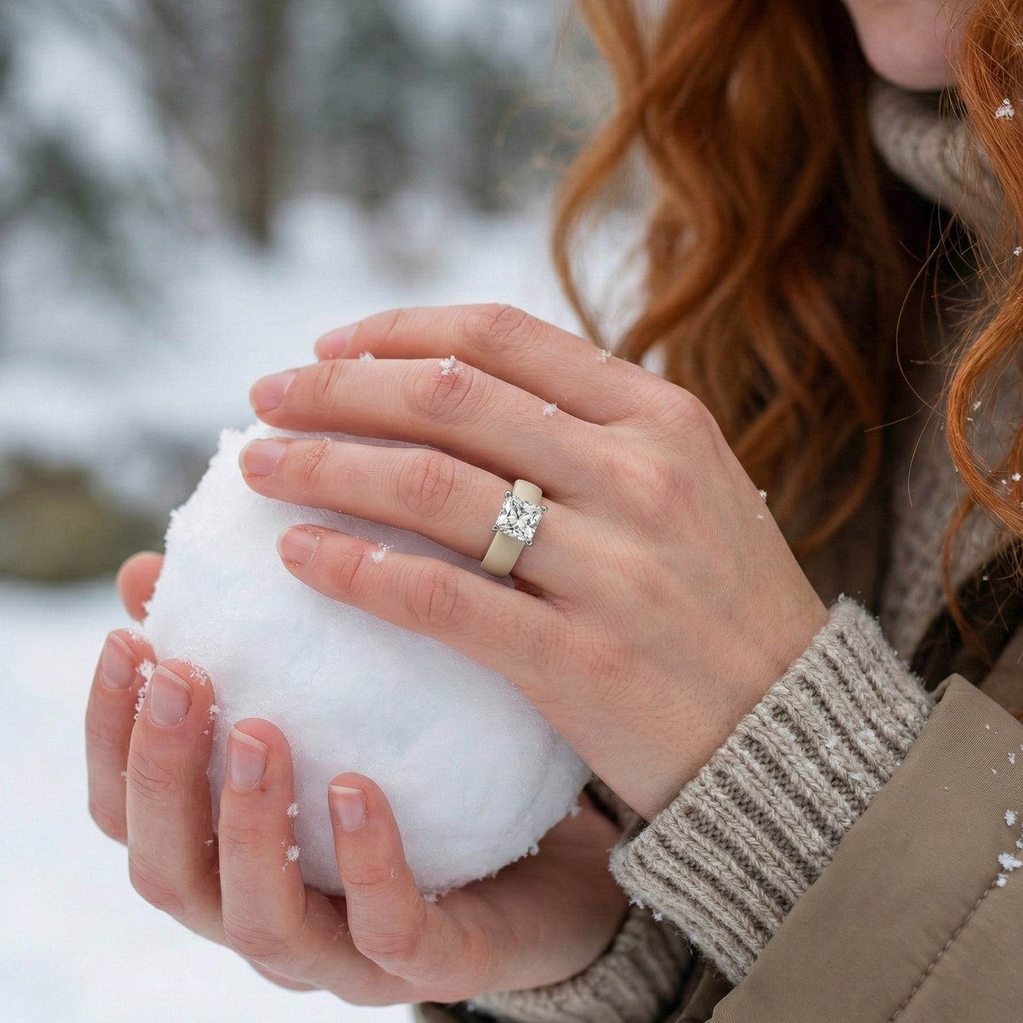 Princess Cut Diamond Silicone Ring | 1 Carat