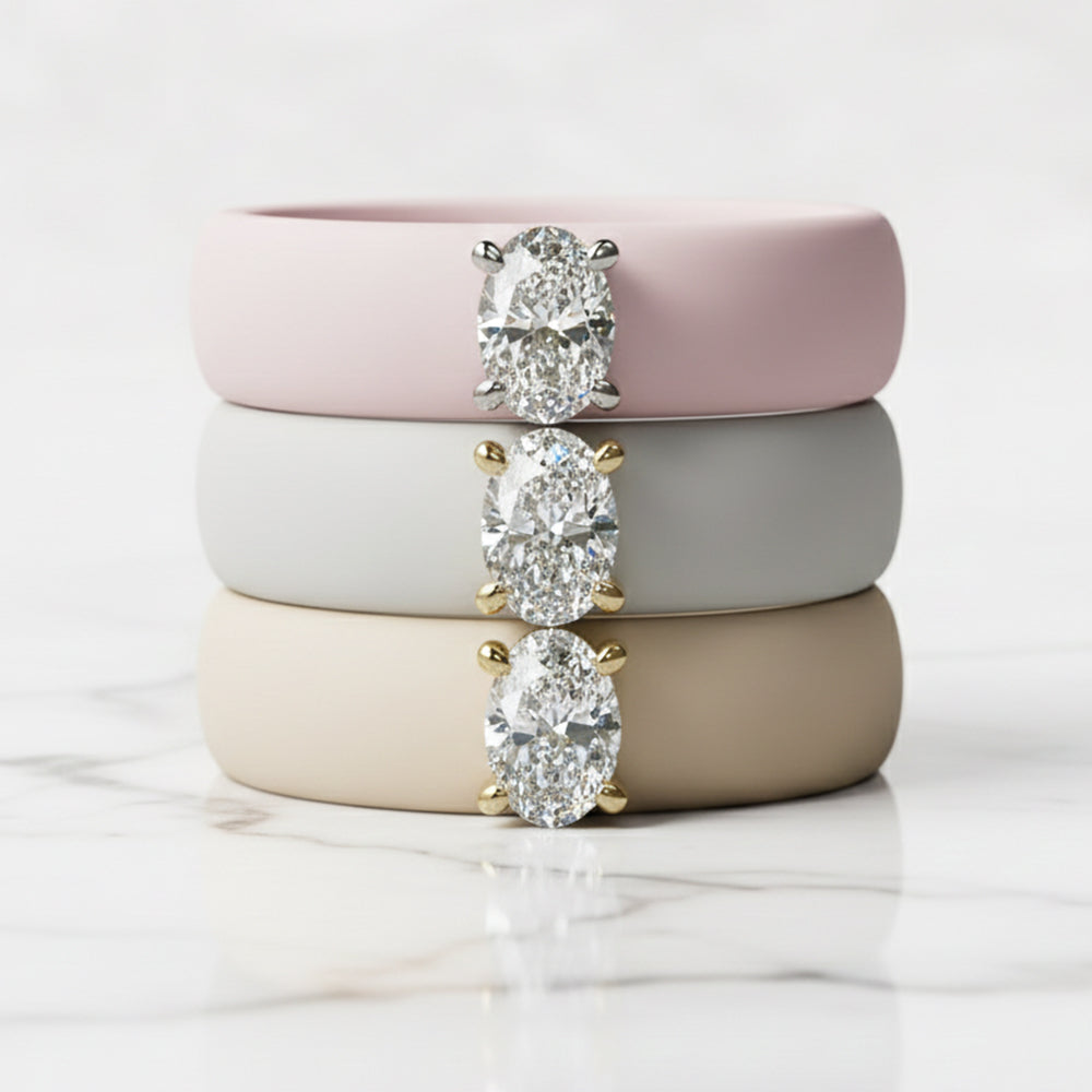 Oval Diamond Silicone Ring | 1 Carat