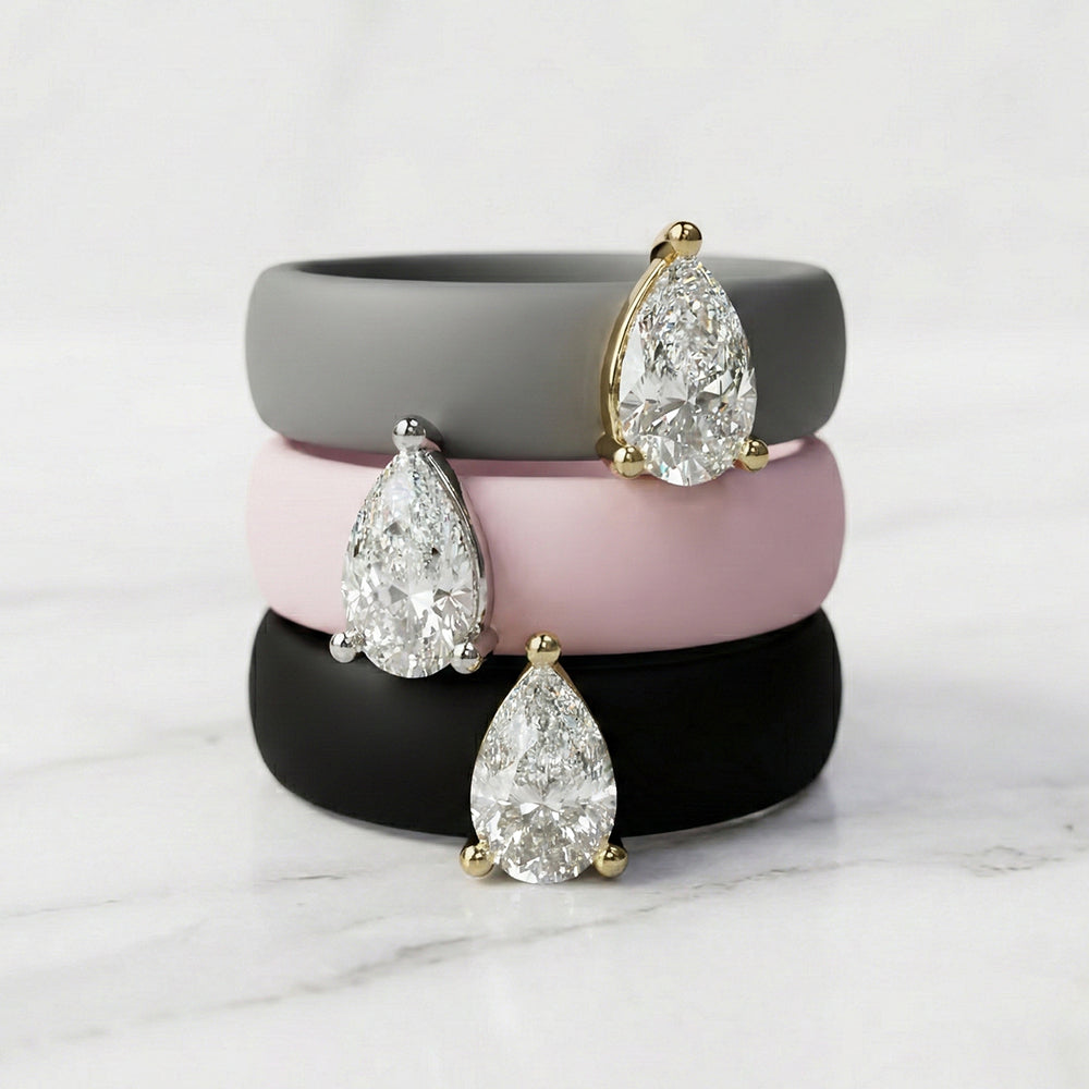 Pear Diamond Silicone Ring | 1 Carat