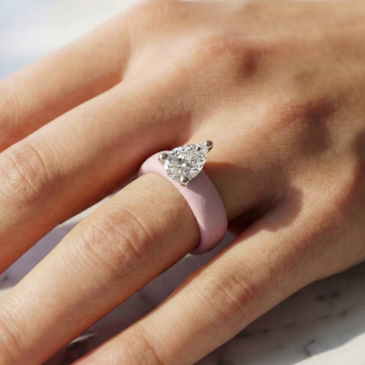 Pear Moissanite Silicone Ring | 2 Carat