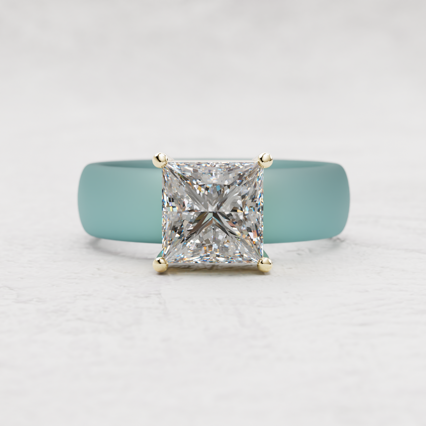 Princess Cut Moissanite Silicone Ring | 2 Carat