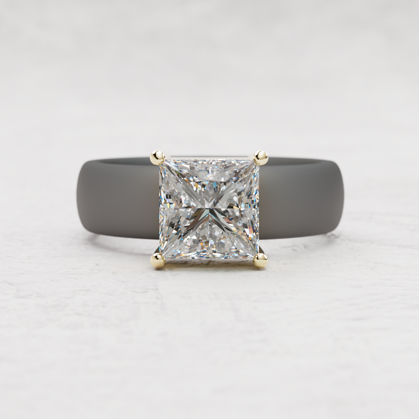 Princess Cut Moissanite Silicone Ring | 2 Carat
