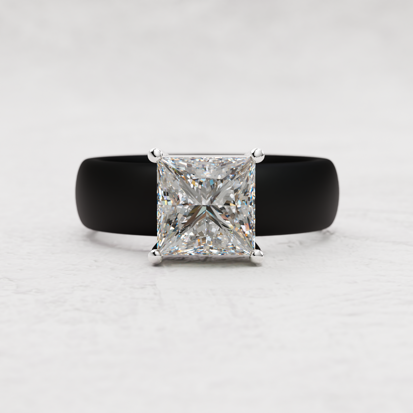 Princess Cut Moissanite Silicone Ring | 2 Carat