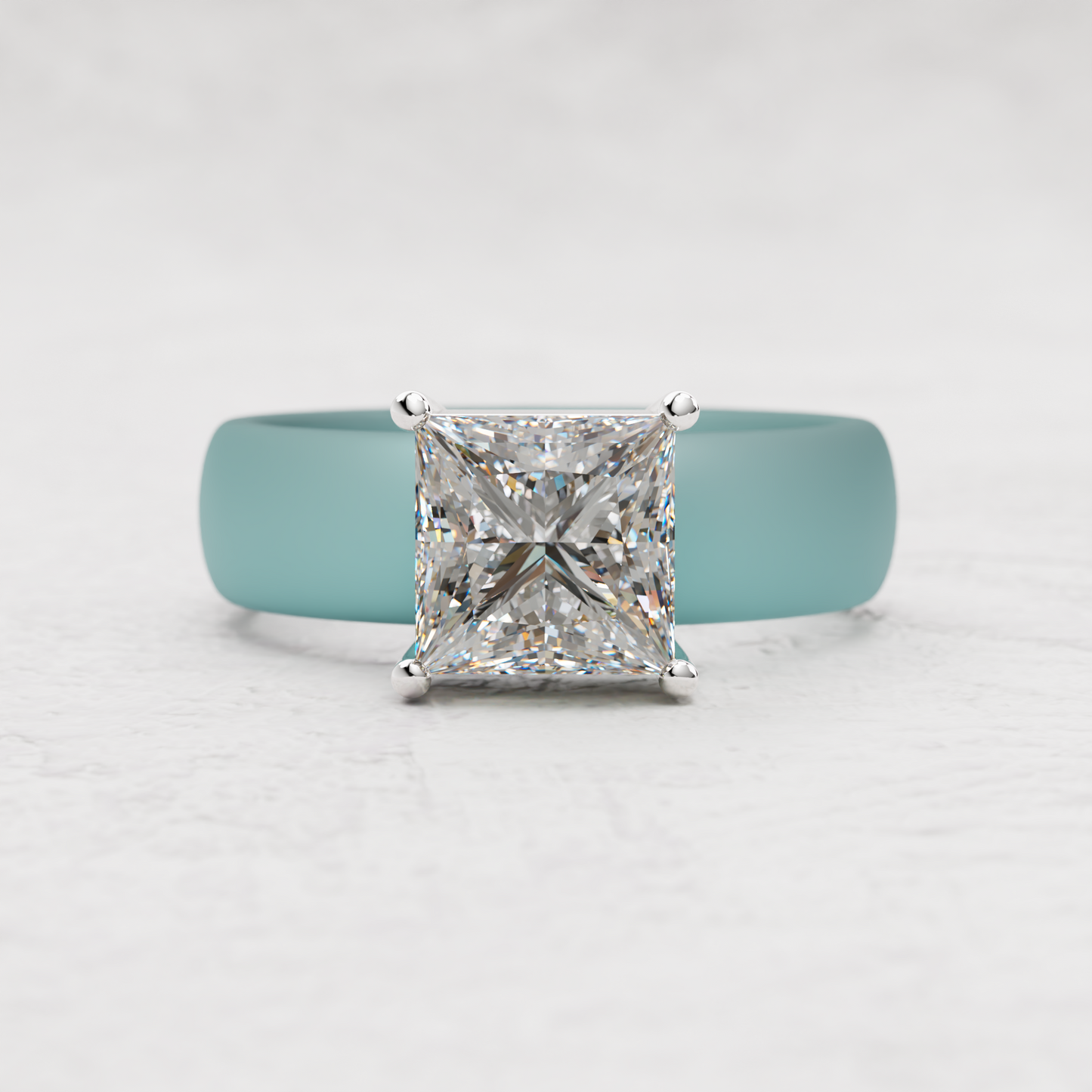 Princess Cut Moissanite Silicone Ring | 2 Carat