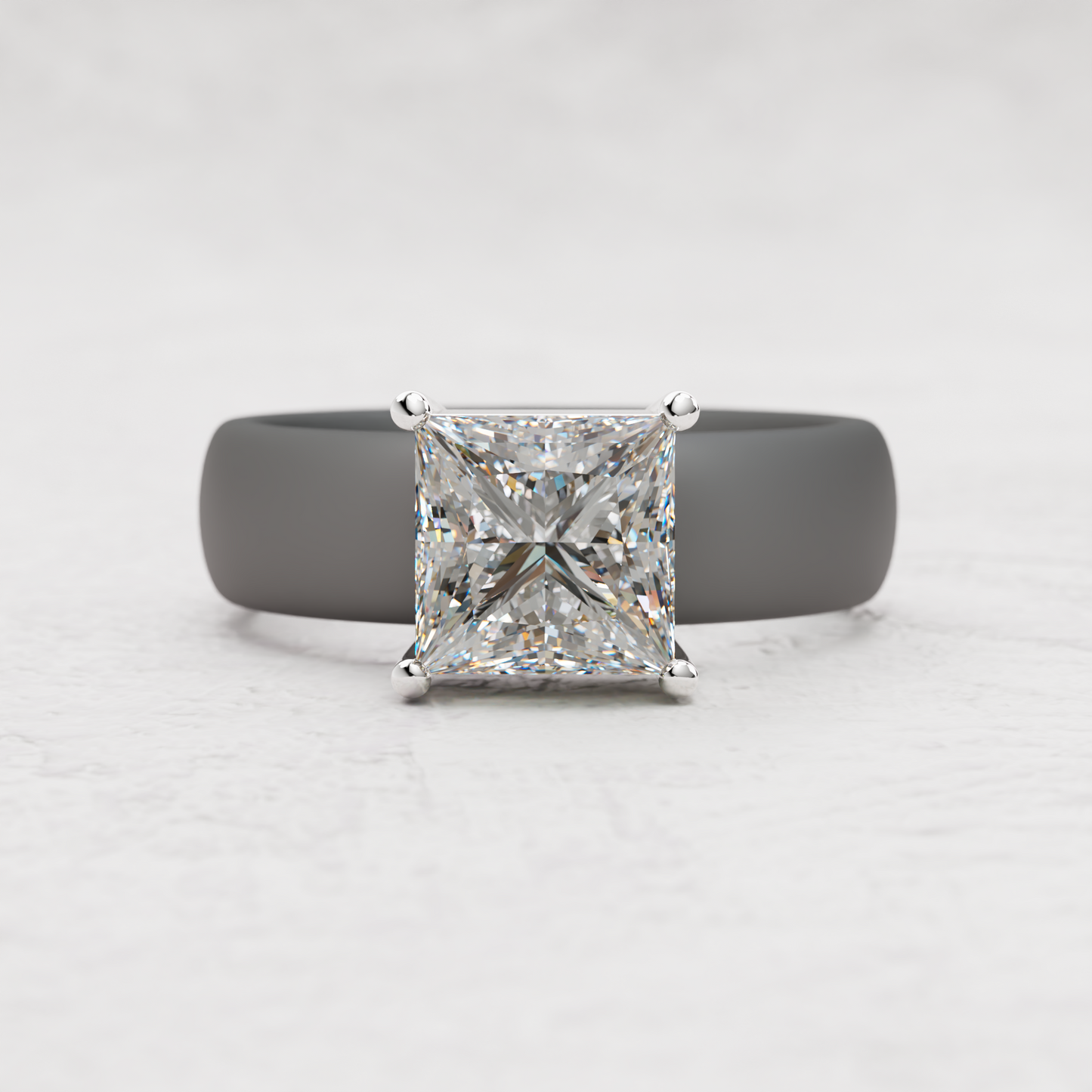 Princess Cut Moissanite Silicone Ring | 2 Carat