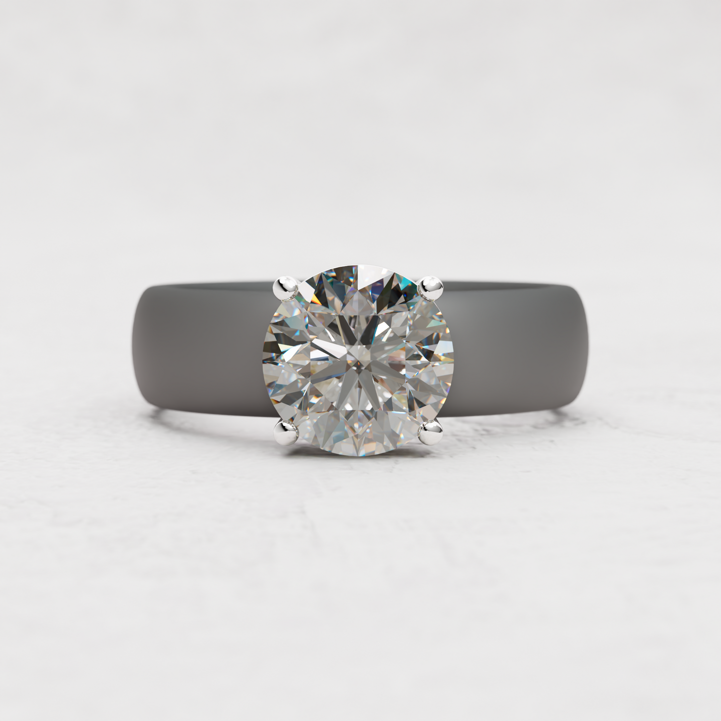 Round Moissanite Silicone Ring | 2 Carat